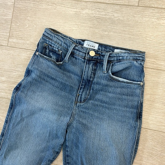 Frame le sylvie slender straight distress knee blue jeans size 25 - Picture 5 of 10